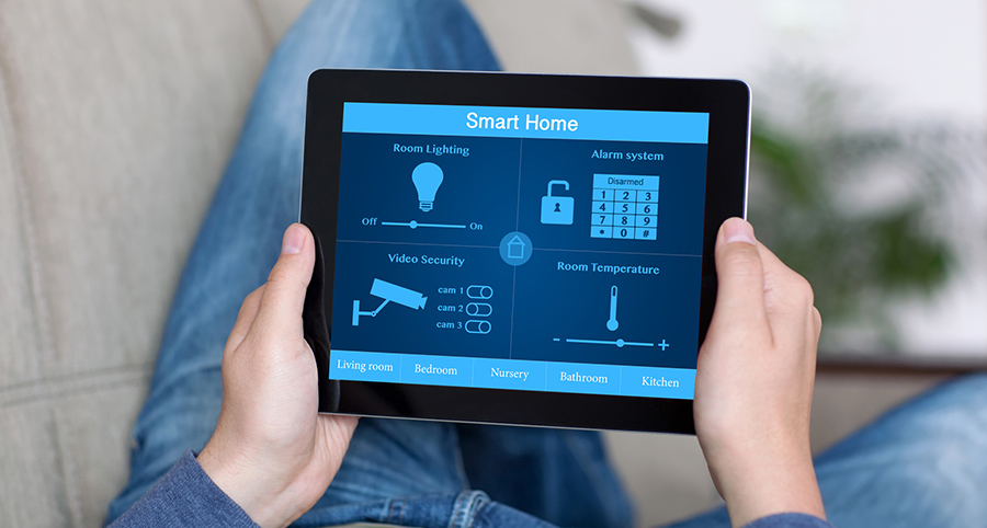 The ability to access and control security components from a mobile device is one of the top smart home trends in Decatur. Close-up of smart home security app.